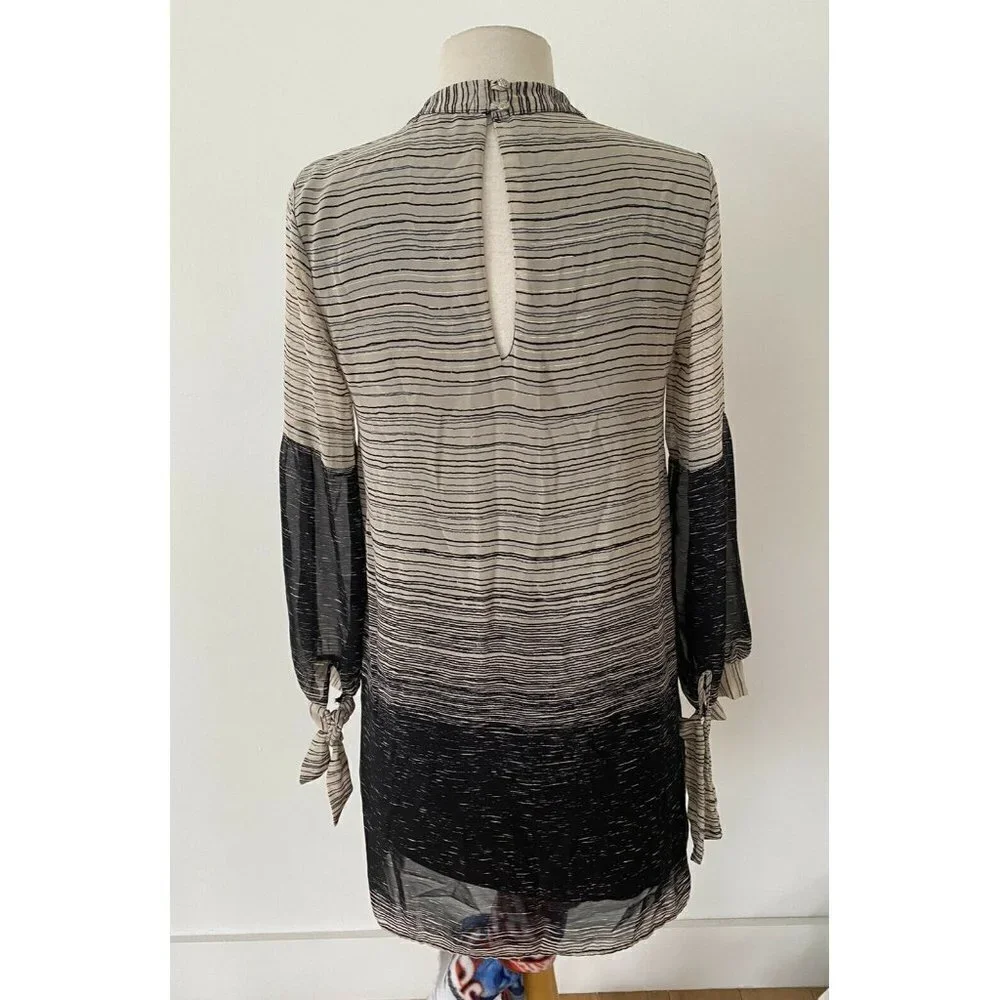 Fab'rik Striped Mock Neck Tunic Top Swing Dress - Picture 2 of 6